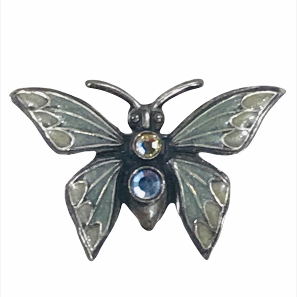 Butterfly Brooch, Silver, Blue - Picture 5 of 5